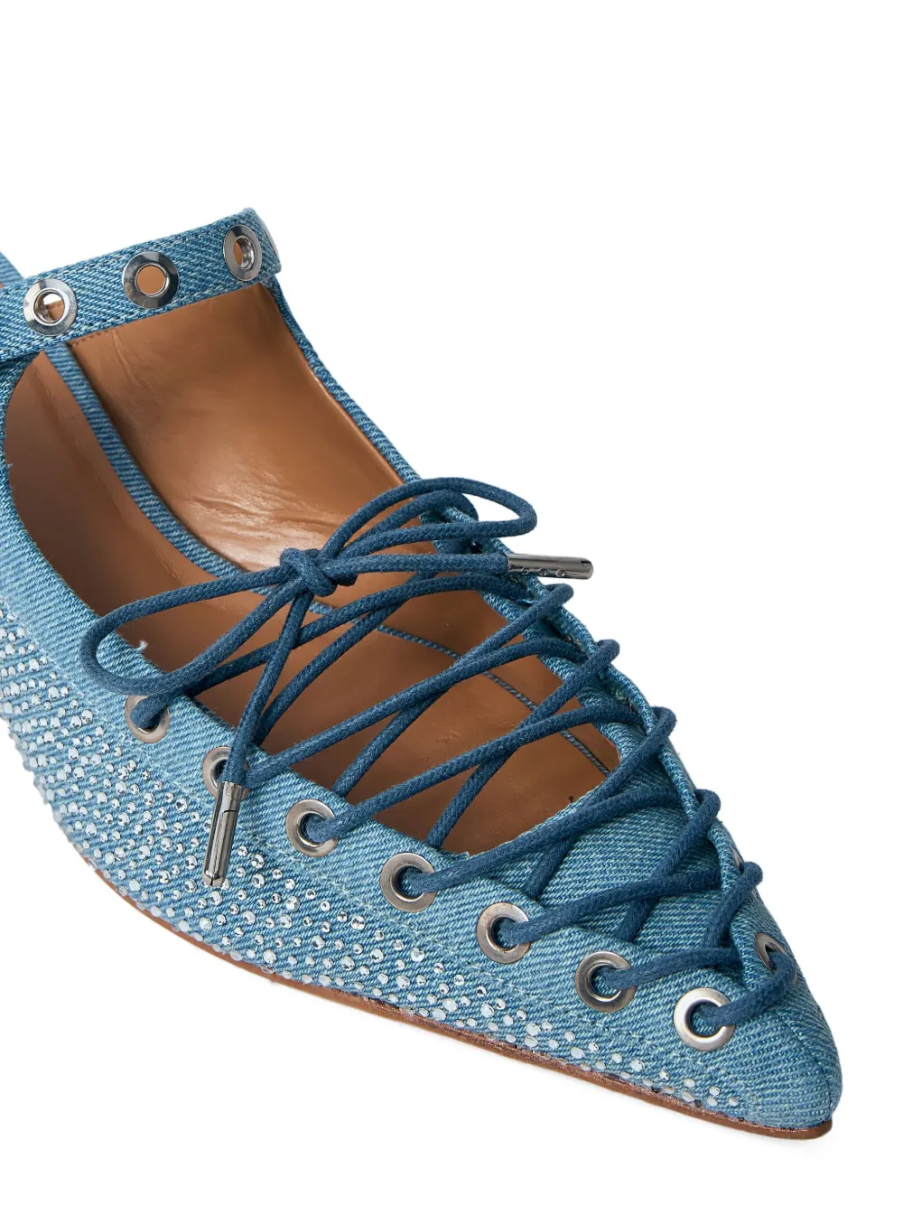 GANNI 35mm denim-effect lace-up mules S2926928|Blue
