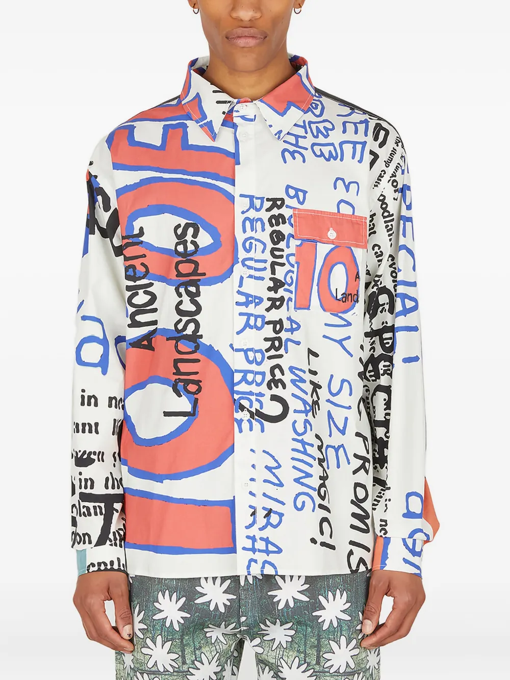 DRx x STEFAN MEIER x LN-CC 10 Cents Off graphic-print cotton shirt Veelkleurig