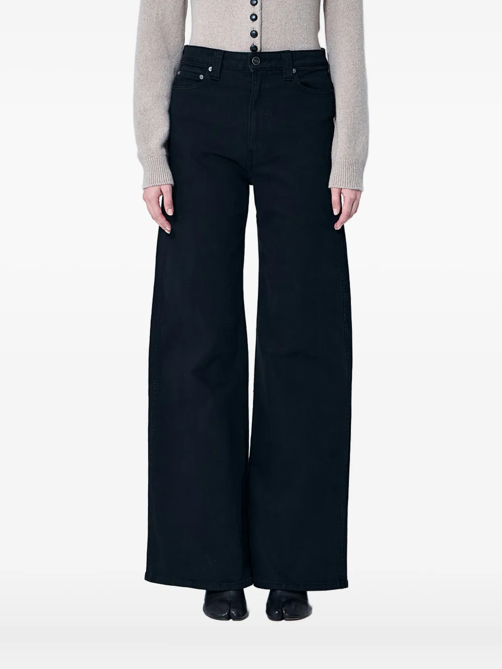 KHAITE five-pocket wide-leg jeans Zwart