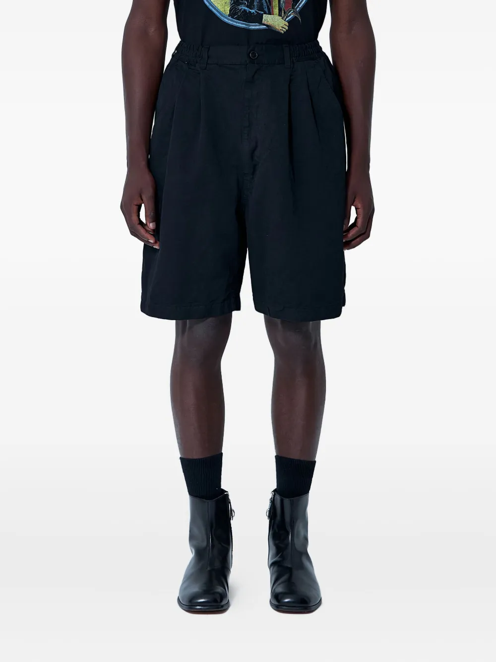 Junya Watanabe MAN pleated-details shorts Zwart