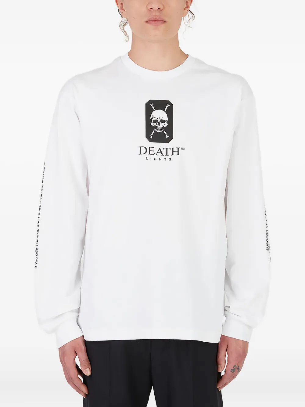 Death Cigarettes graphic-print crew-neck sweatshirt | White | Image 1
