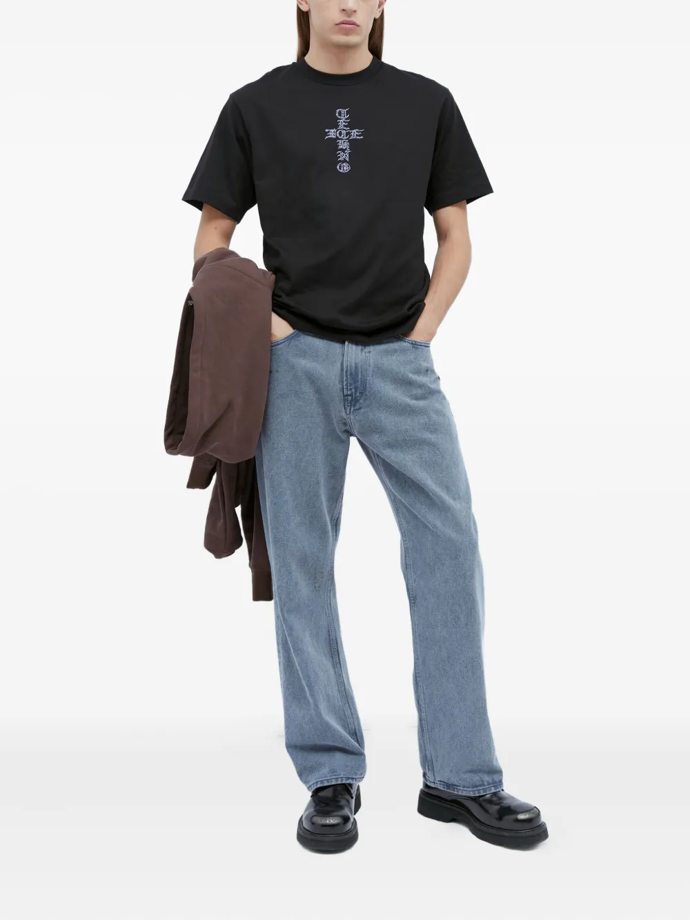 ICE & TECHNO T-shirt met logoprint - Zwart