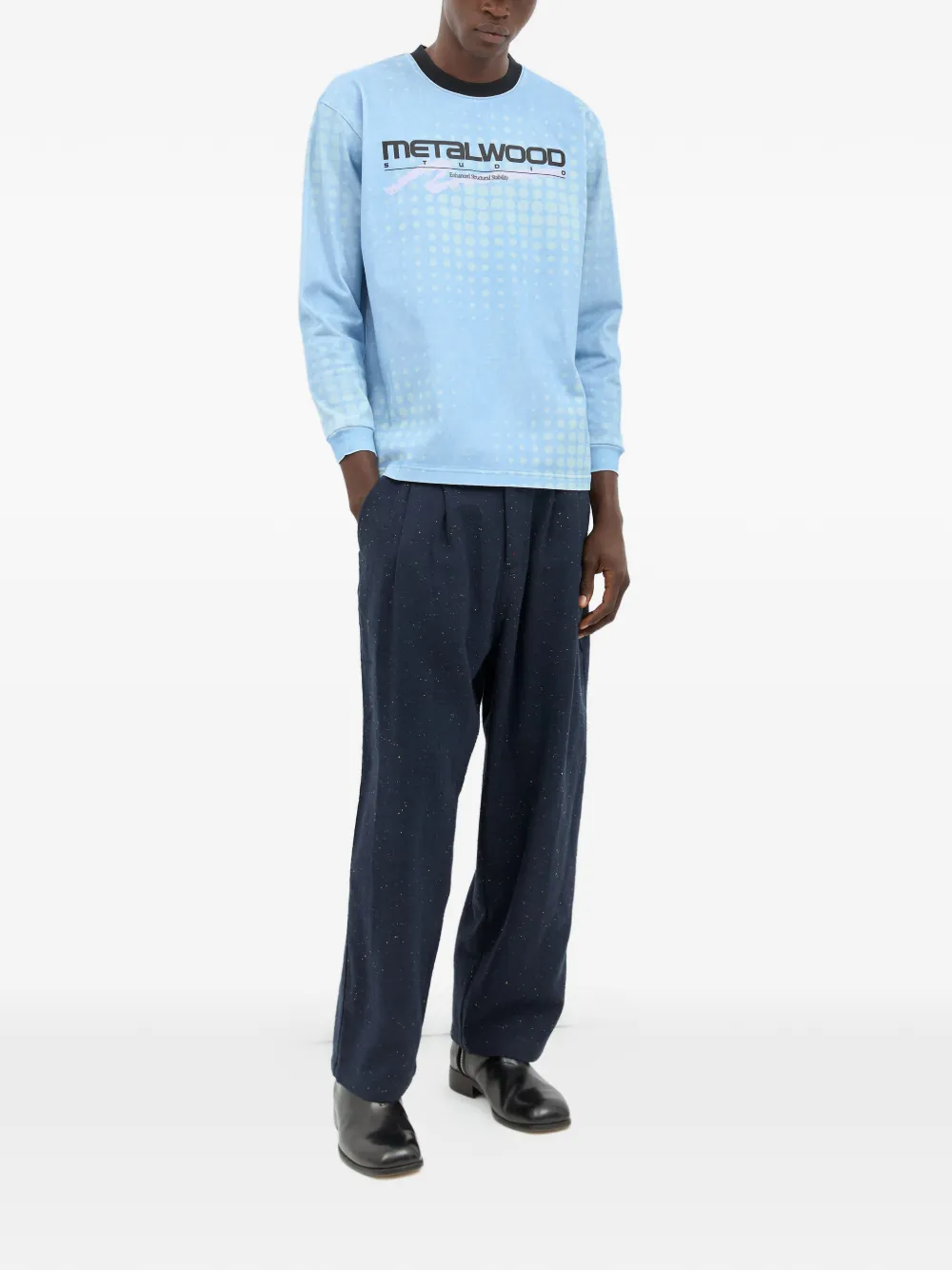 Metalwood Studio logo-print long-sleeve T-shirt - Blauw