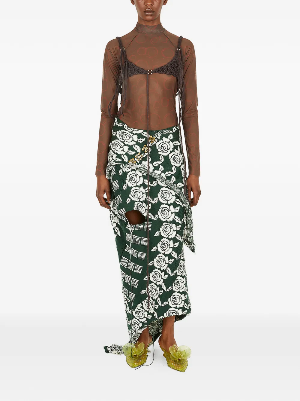  Louise Lyngh Bjerregaard Gonna Midi A Fiori - Verde 