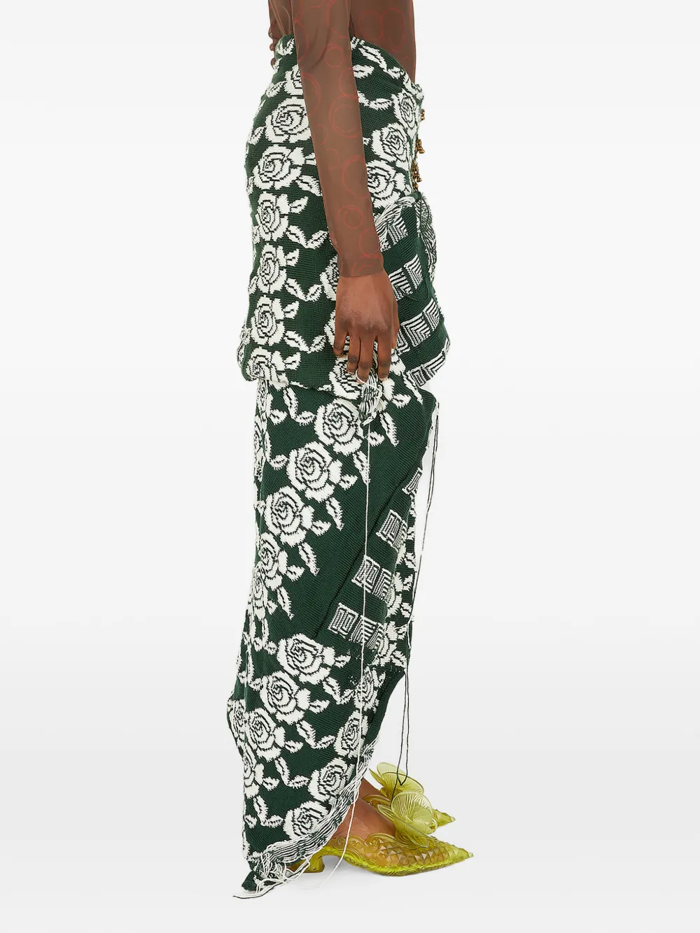  Louise Lyngh Bjerregaard Gonna Midi A Fiori - Verde 
