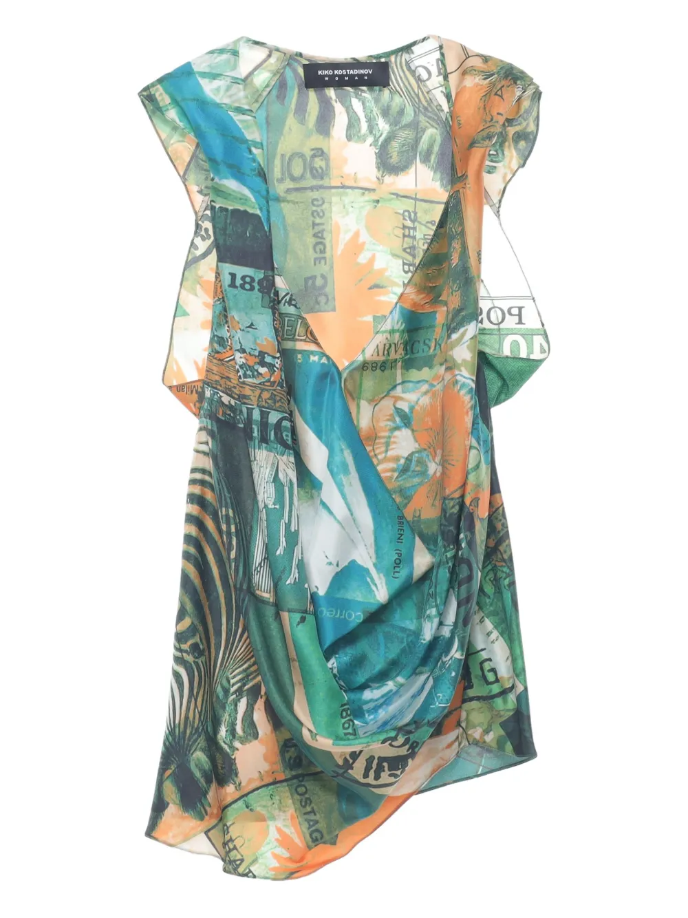 Kiko Kostadinov Silk blouse with all-over print.V neckDraped panel construction|100% Silk. Hand wash|Relaxed fitTrue to size, please take your regu...