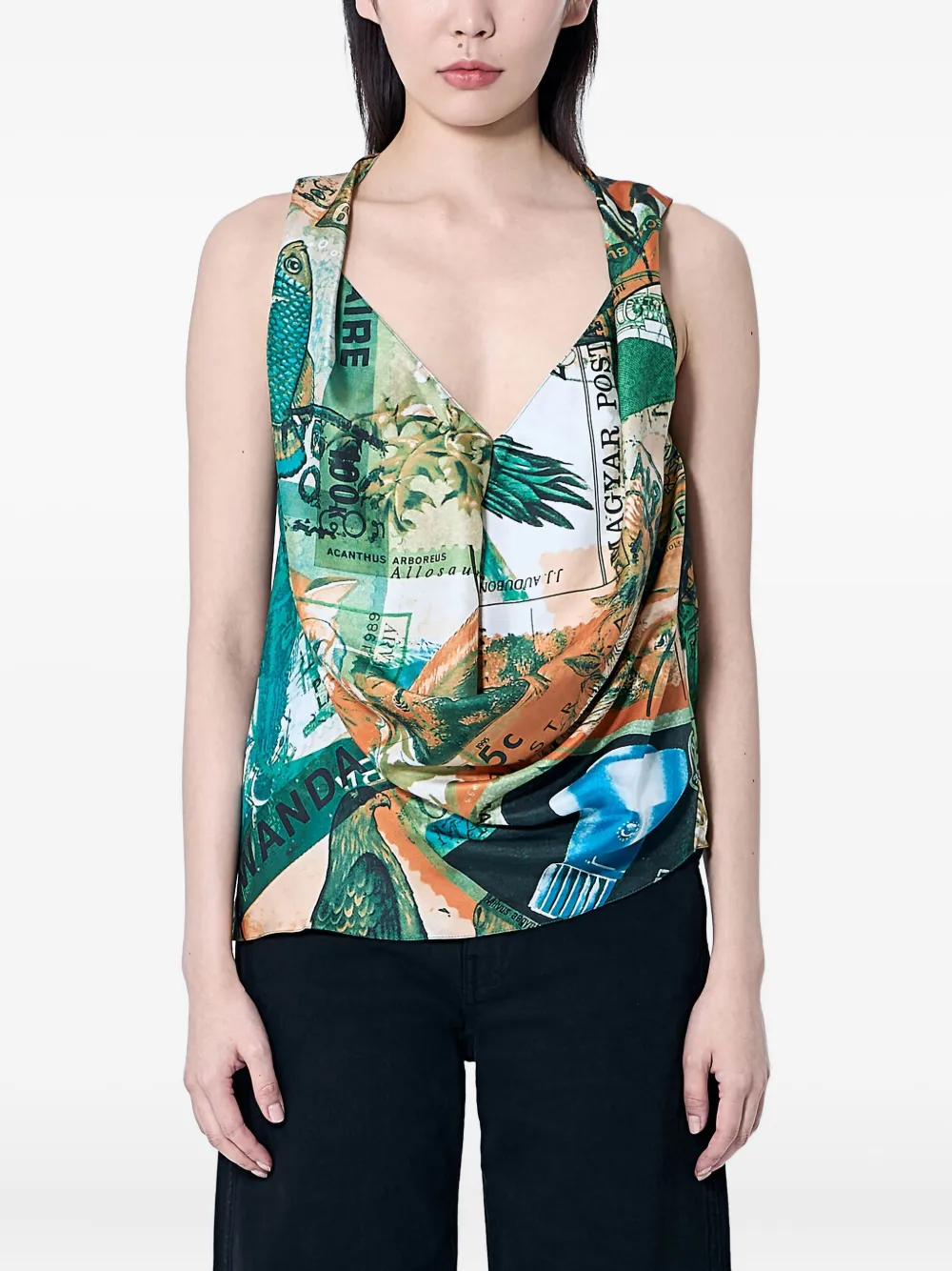 Kiko Kostadinov Gedrapeerde zijden blouse Veelkleurig