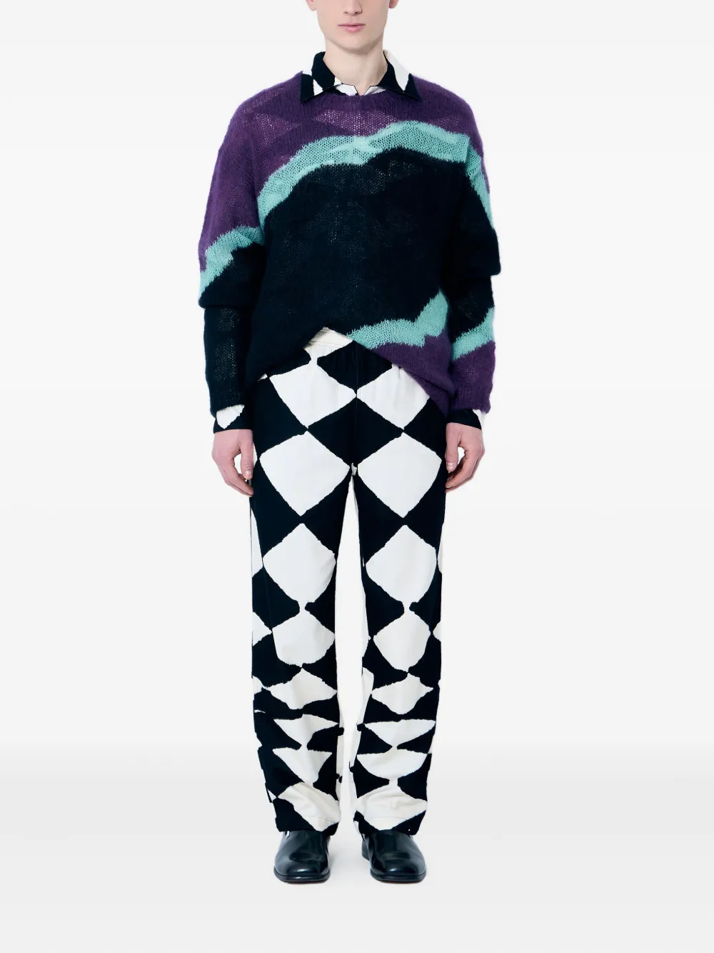 NÒMARYTHM TEXTILE colour-block crew-neck sweater | Knitted Sweaters | Image 2