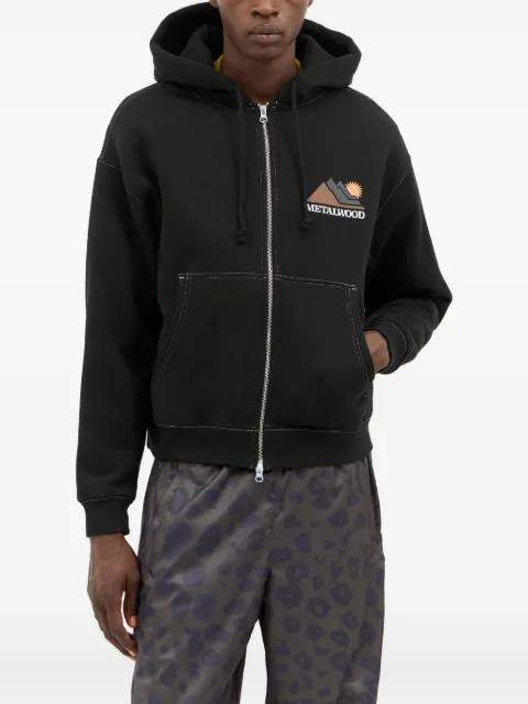 Metalwood Studio graphic-print zip-up hooded sweatshirt