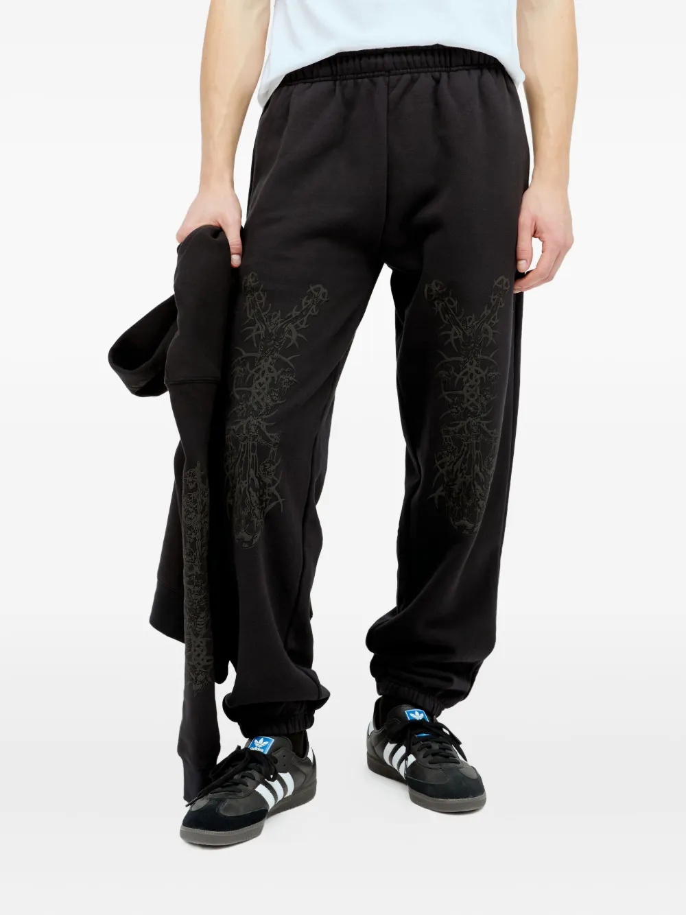 Nancy Ganz graphic-print fleece trousers - ブラック Nancy Ganz graphic-print fleece trousers - ブラック