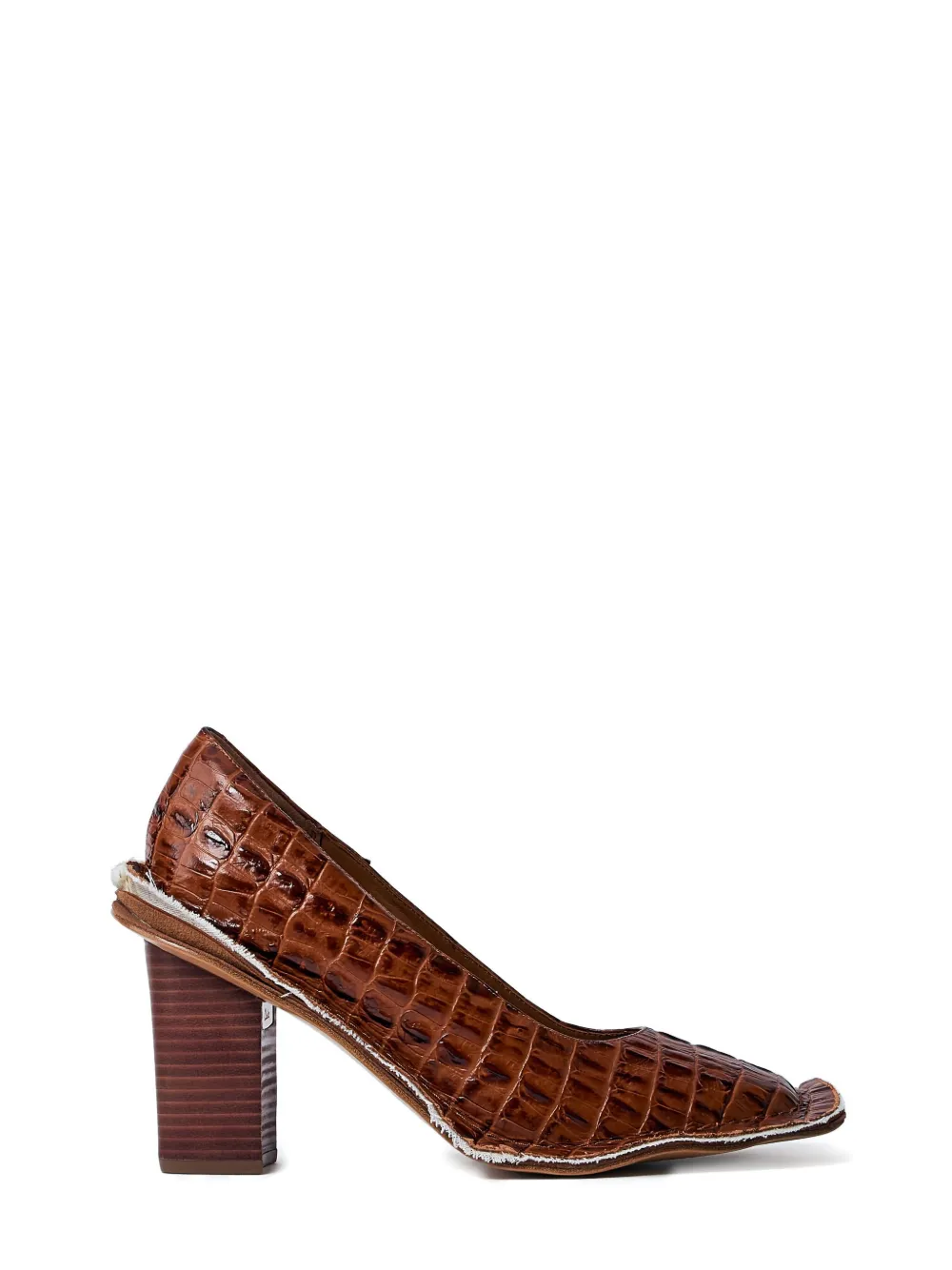 Martine Rose 65mm crocodile-embossed block-heel pumps Brown