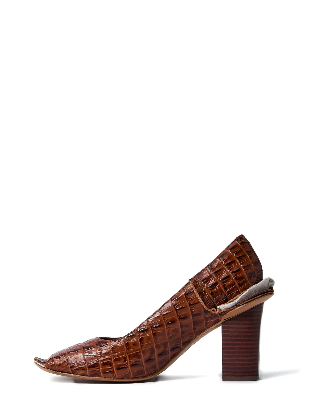 Martine Rose 65mm crocodile-embossed block-heel pumps Brown