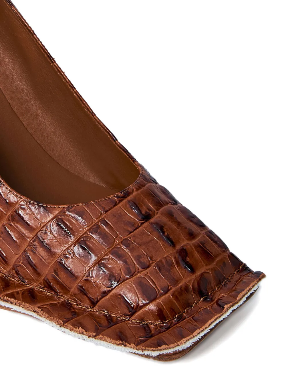 Martine Rose 65mm crocodile-embossed block-heel pumps Brown