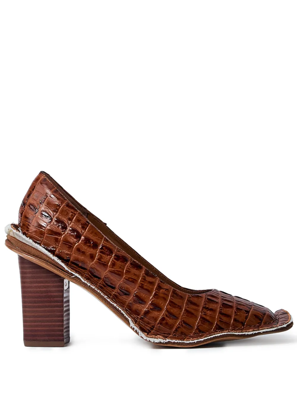 Martine Rose 65mm crocodile-embossed block-heel pumps Bruin