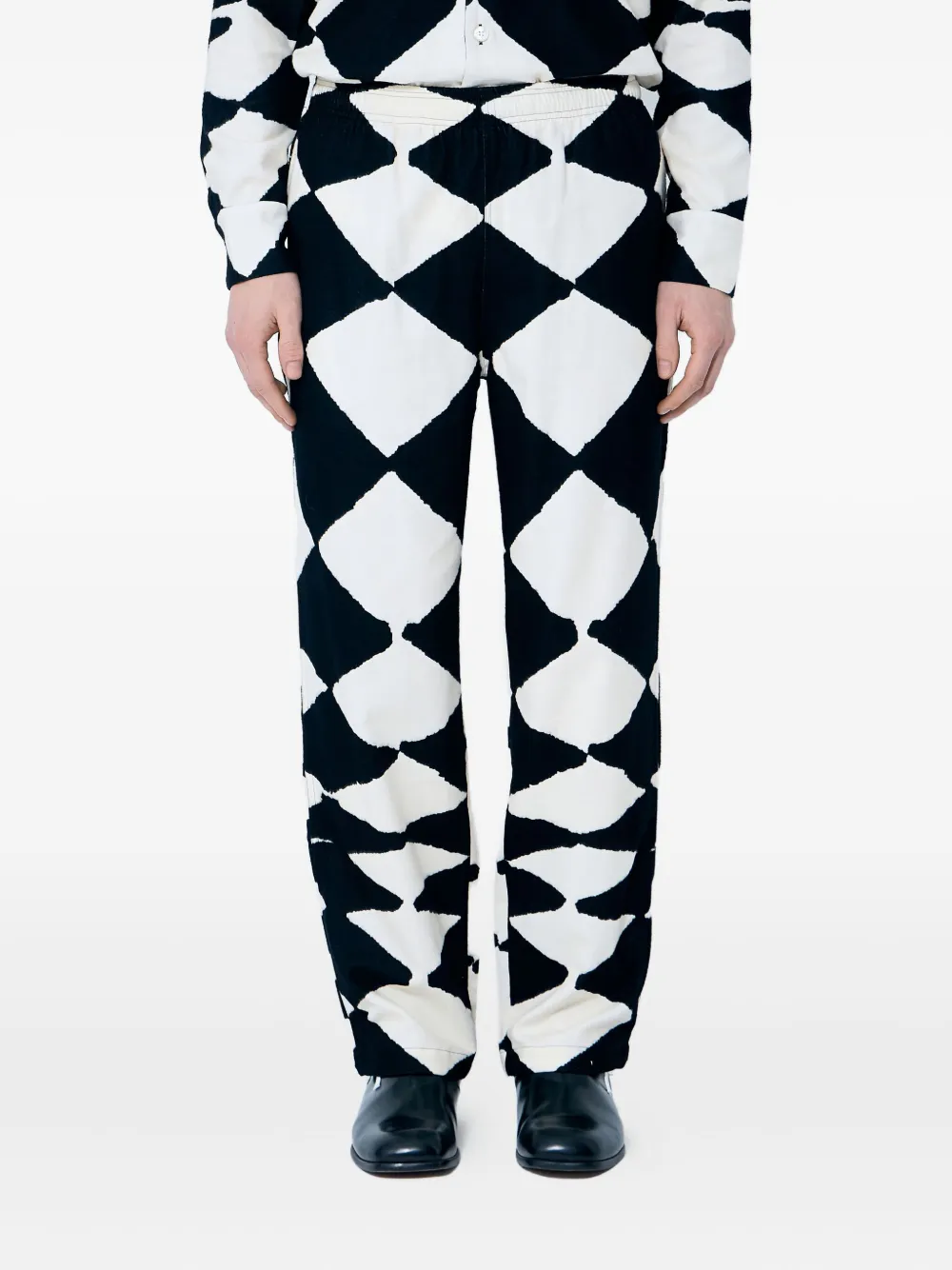 NÒMARYTHM TEXTILE diamond-pattern elasticated trousers | Black | Image 1