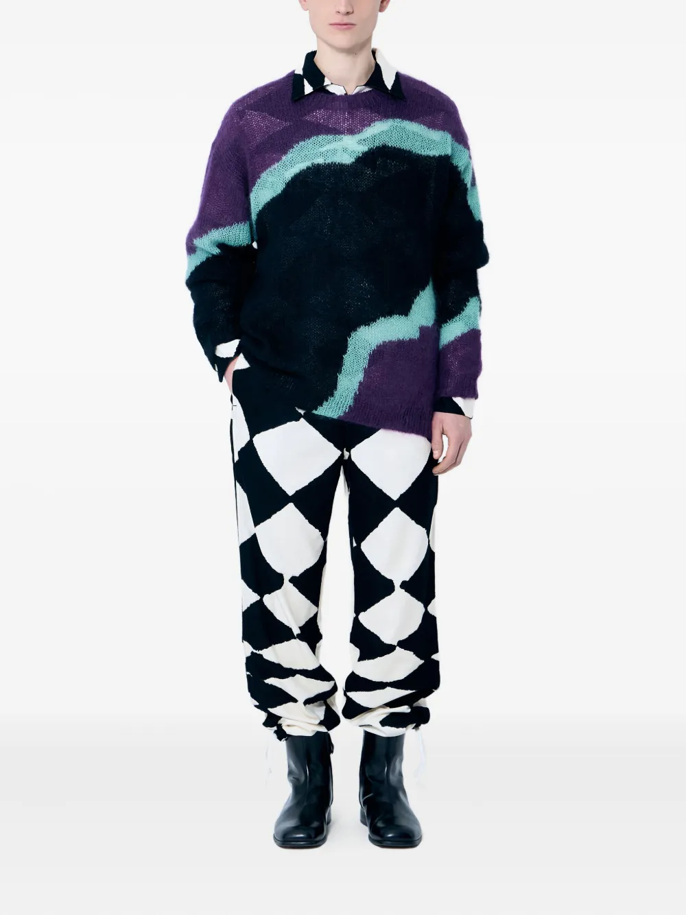 NÒMARYTHM TEXTILE diamond-pattern elasticated trousers | Sweatpants | Image 2