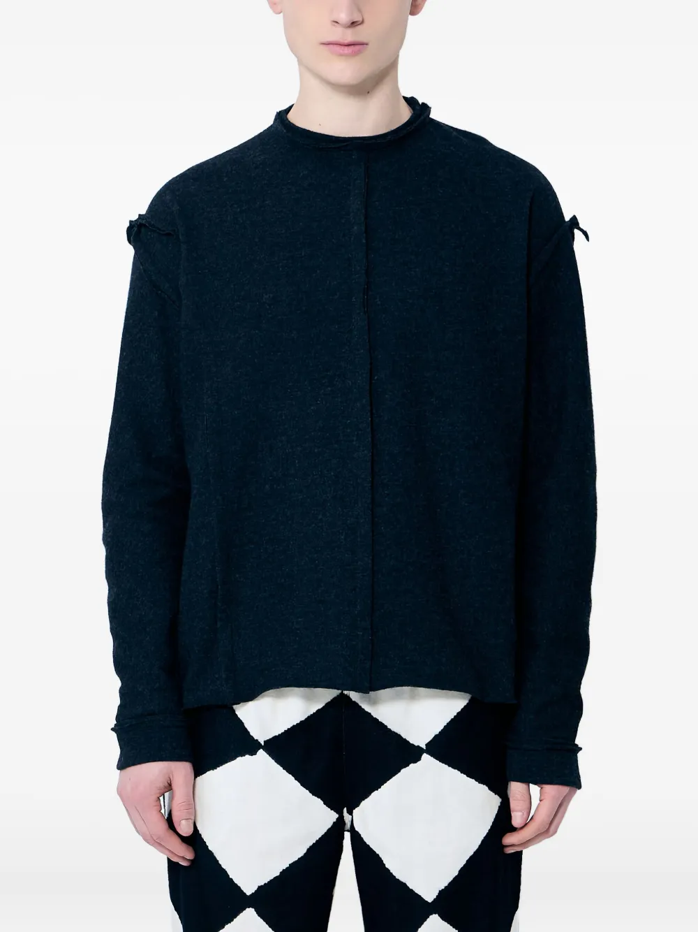 NÒMARYTHM TEXTILE panel crew-neck sweater | Black | Image 1