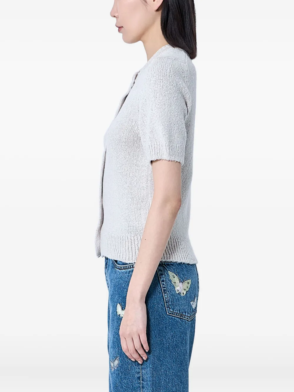 OUR LEGACY Zijden gebreide top met knopen Beige