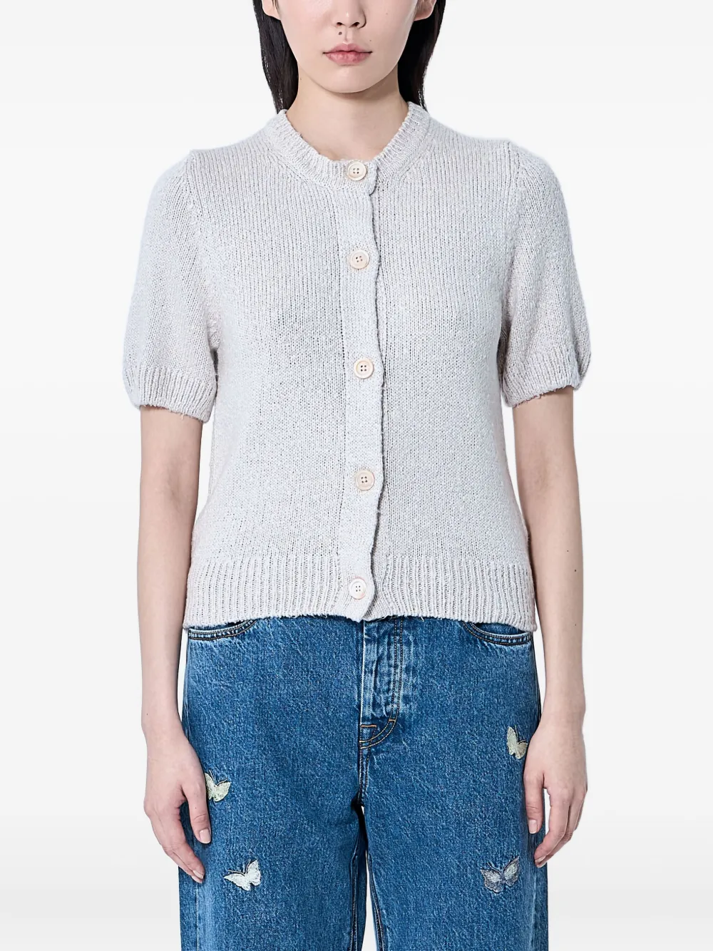 OUR LEGACY silk knit button top | Neutrals | Image 1