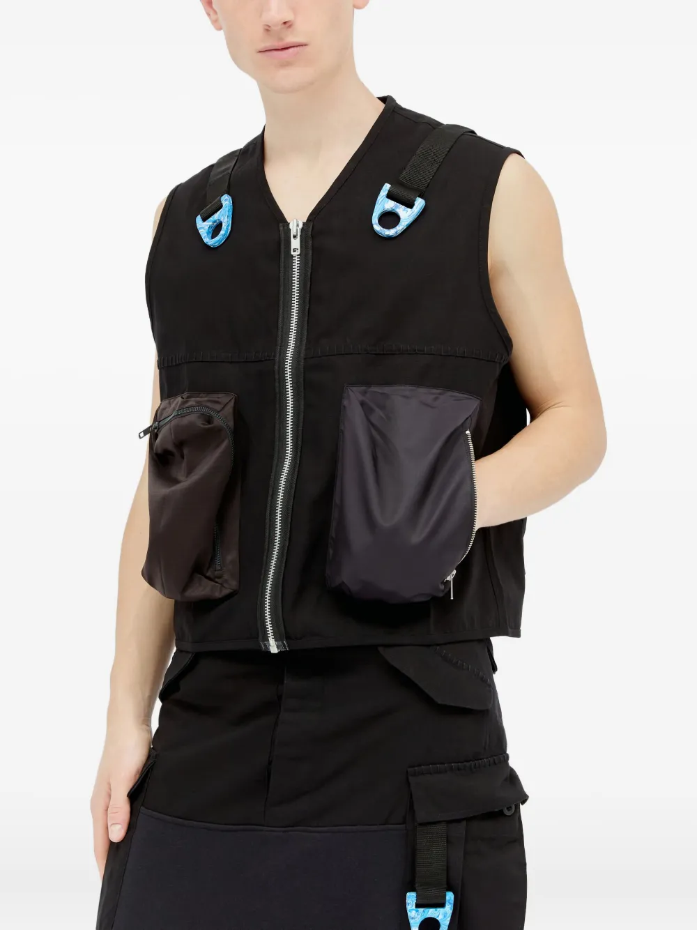 Space Available ring-detail utility vest - ブラック Space Available ring-detail utility vest - ブラック
