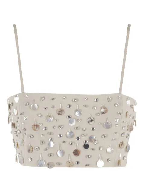 Isabelle Blanche pearl-detailing top 