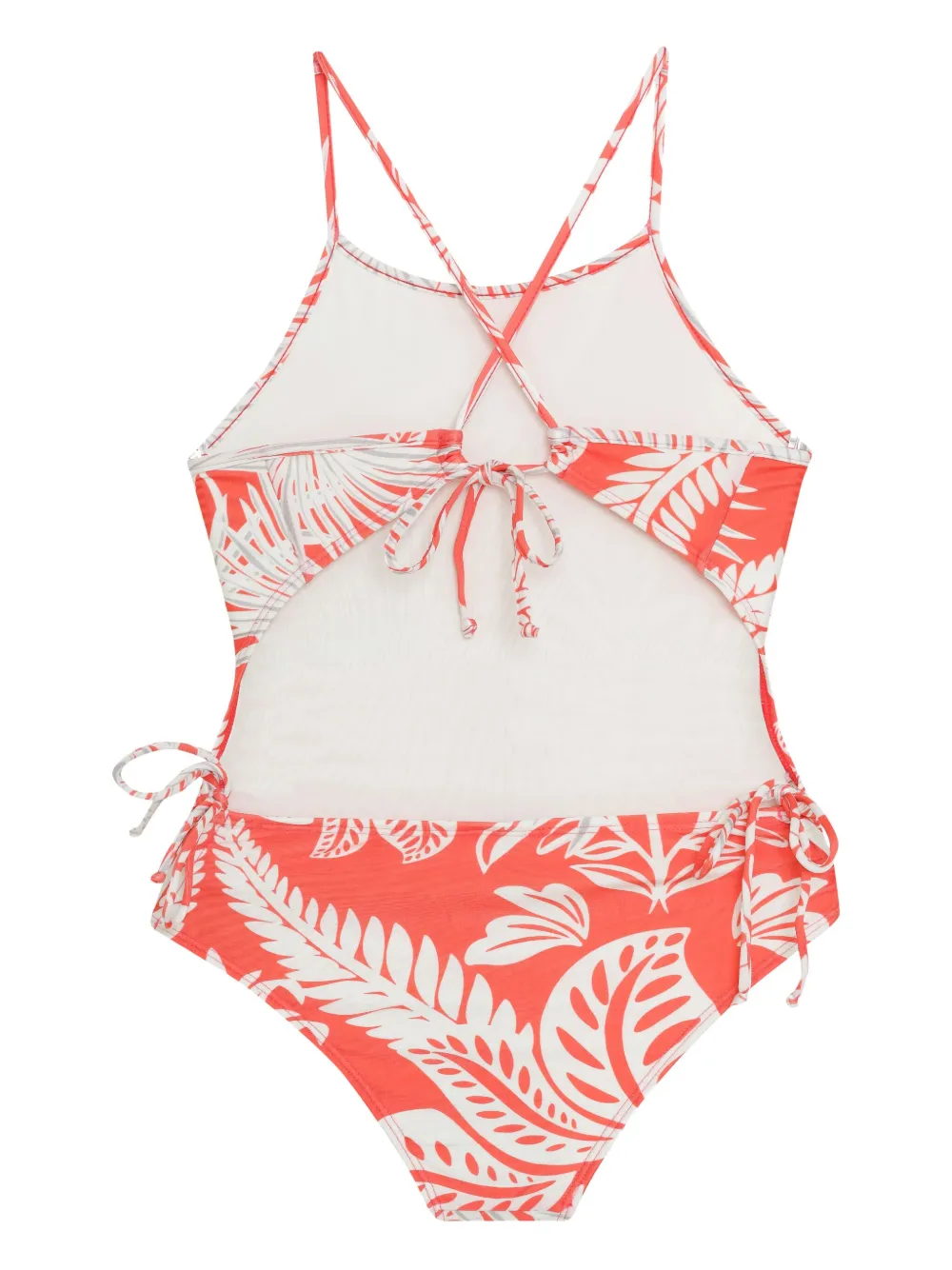Lygia & Nanny Sally cross-back leaf-print swimsuit Oranje