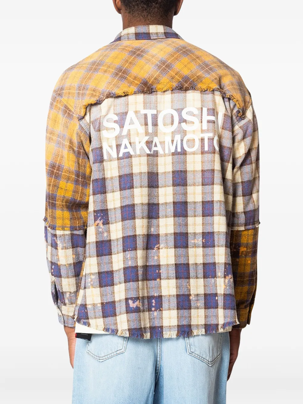 Satoshi Nakamoto Patchwork Frayed Check Shirt In Multi