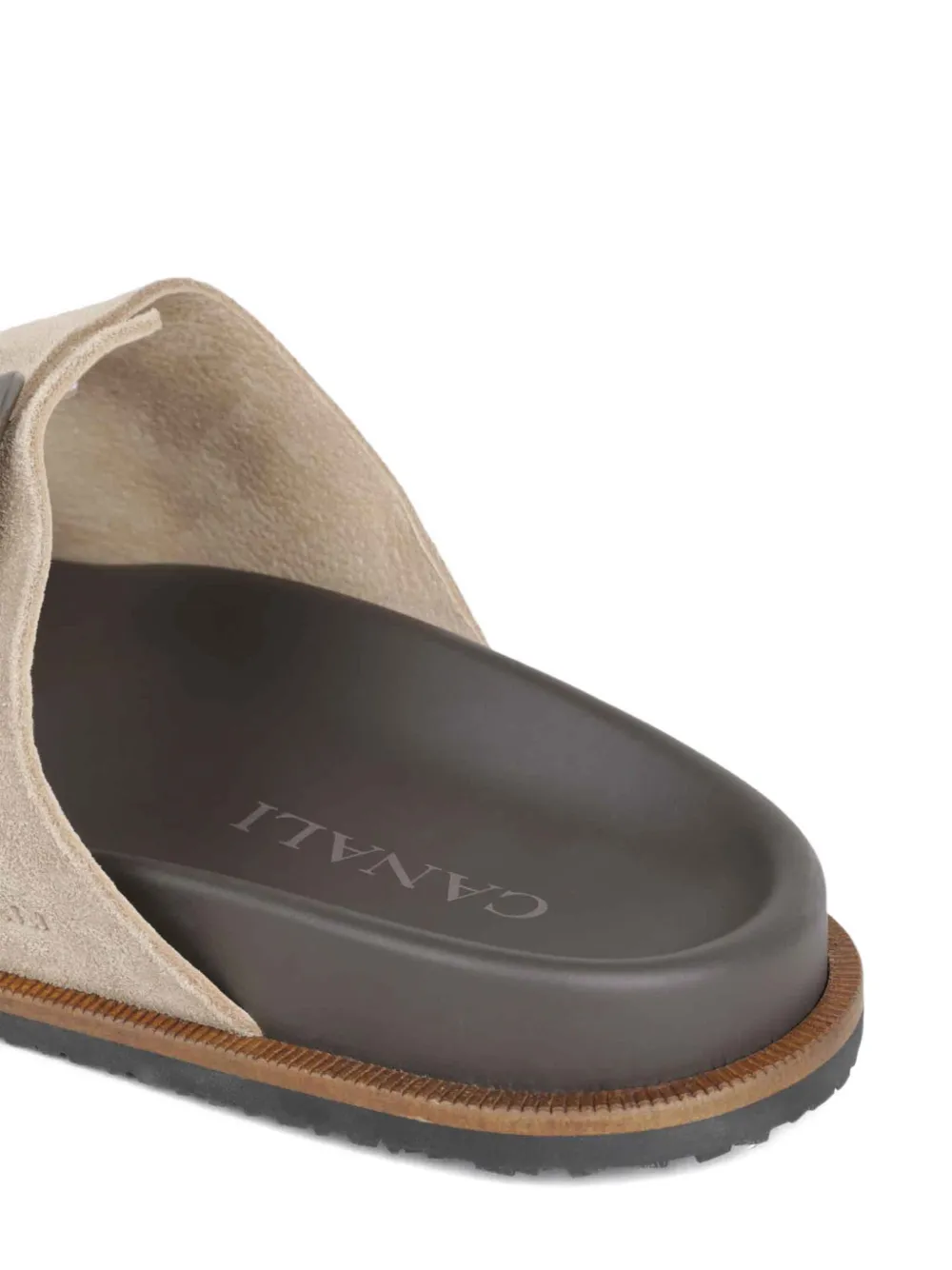 Canali double-buckle suede sandals Neutrals