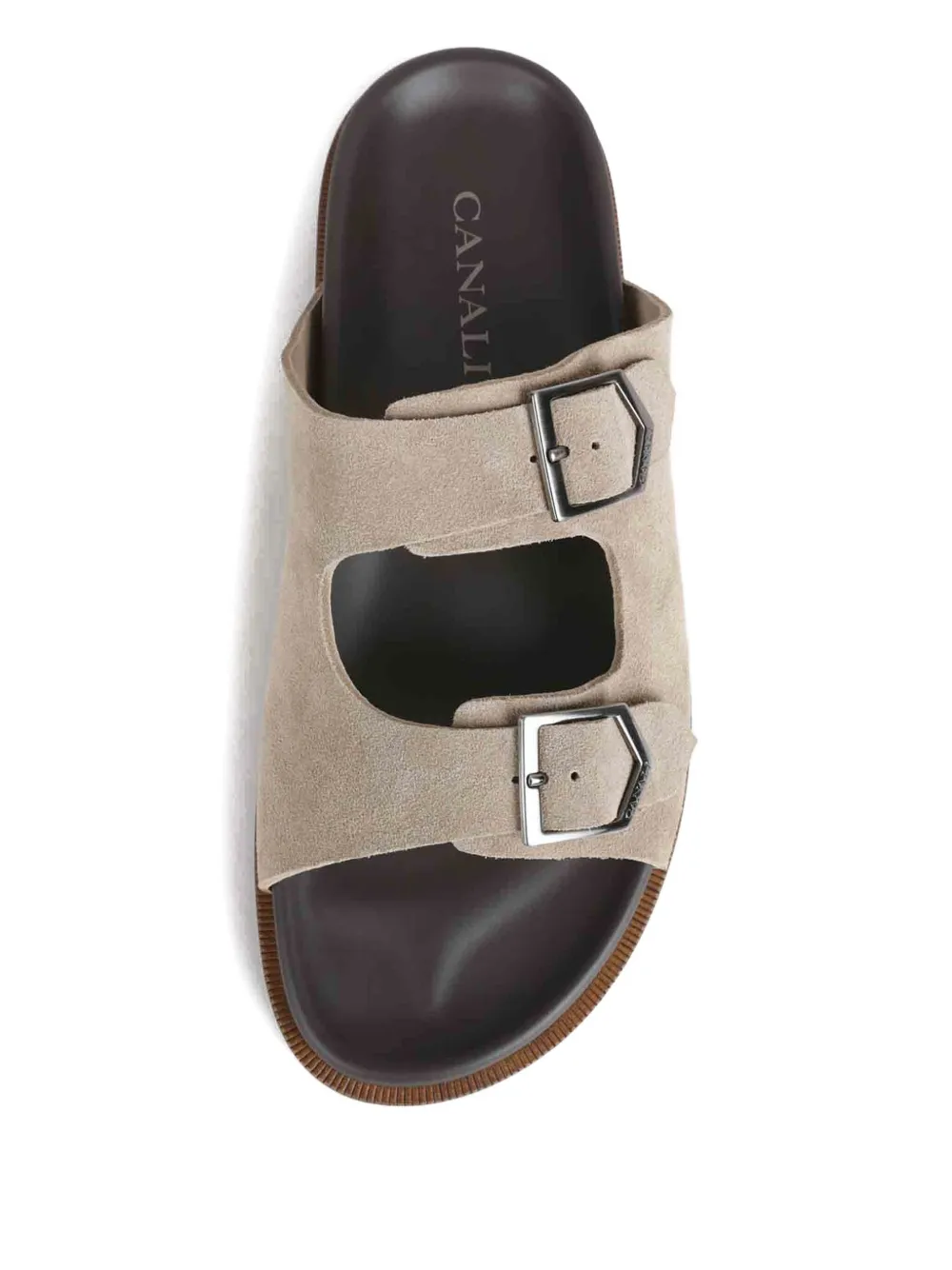Canali double-buckle suede sandals Neutrals