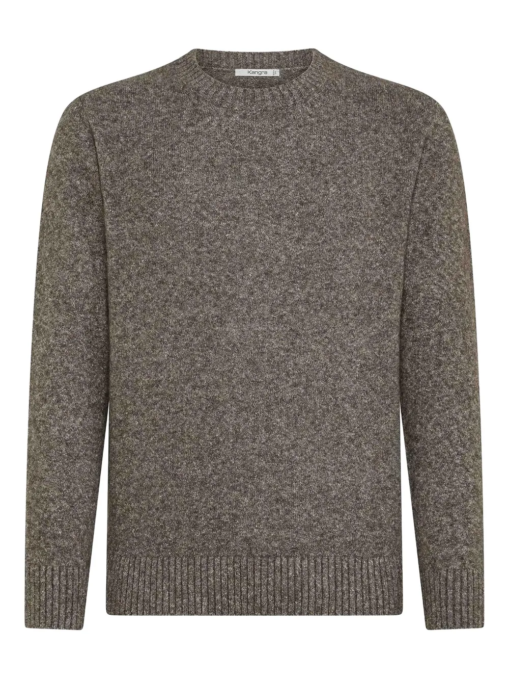 Kangra Cashmere Kangra Classic Round Neck Sweater With Ribbed Trim In Brown