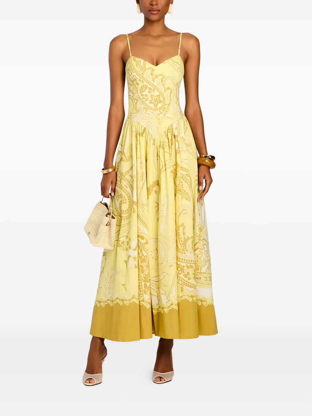 Hemant And Nandita Vestido midi franzido com estampa | Vestido casual | Image 2