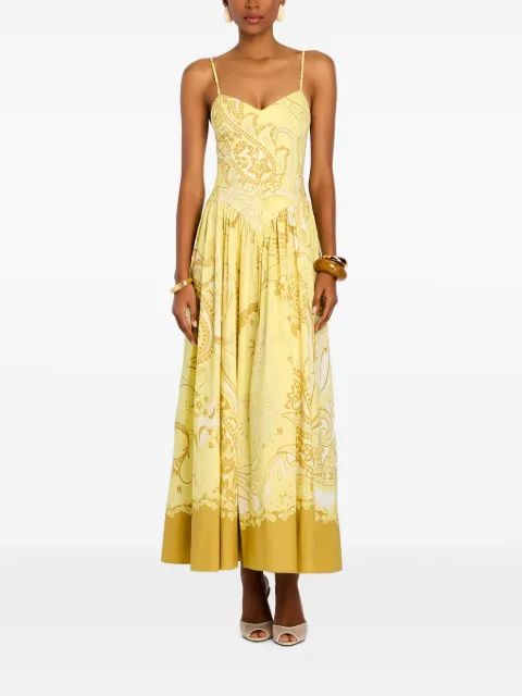 Hemant And Nandita Vestido midi franzido com estampa
