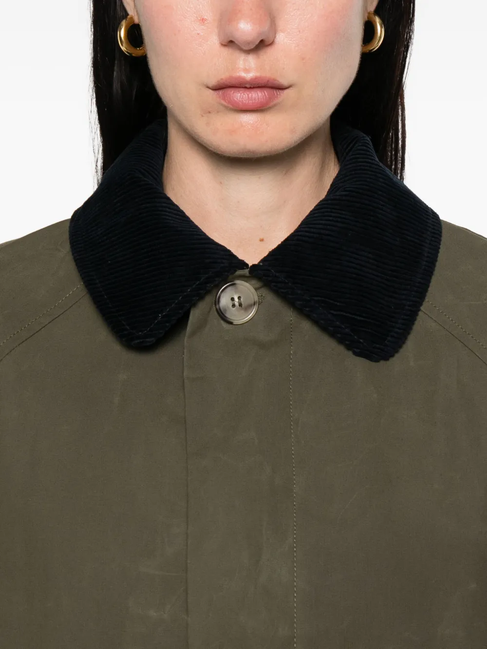 A.P.C. Katoenen jas met ribfluwelen kraag Groen