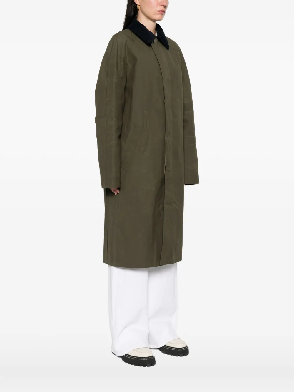 A.P.C. Katoenen jas met ribfluwelen kraag Groen