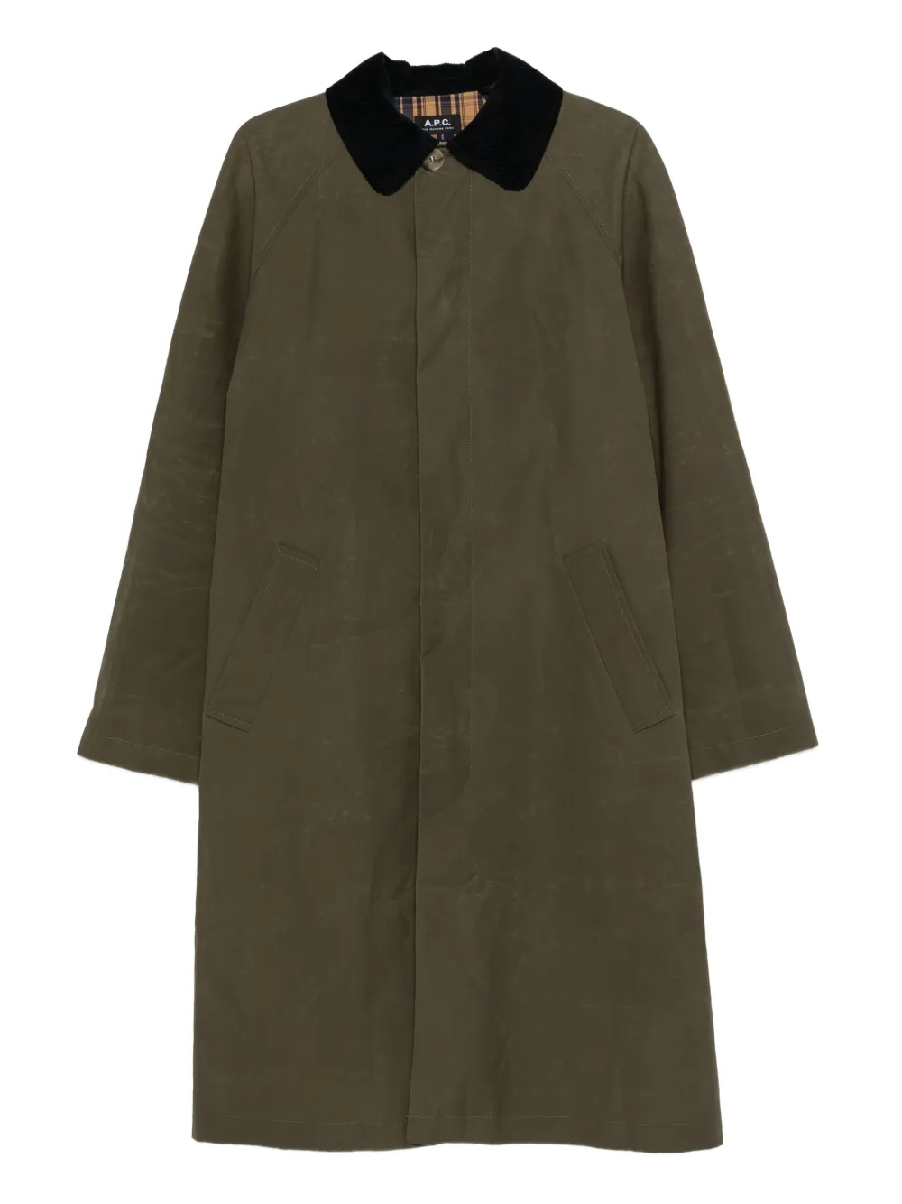 A.P.C. Katoenen jas met ribfluwelen kraag Groen