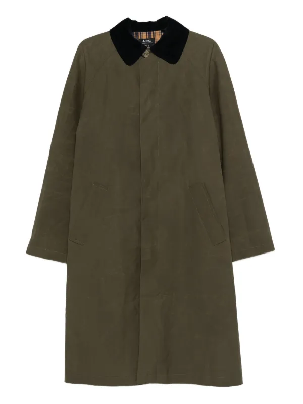 Manteau à Col En Velours Côtelé Vert FARFETCH FR