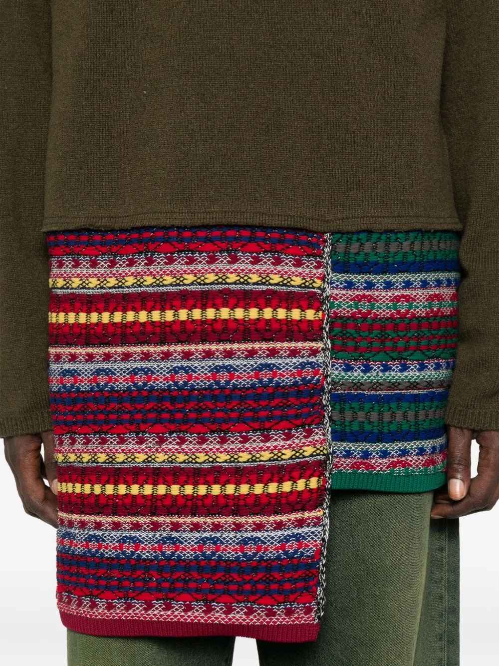 Comme des Garçons Homme Plus Trui met patchwork en vlakken Groen