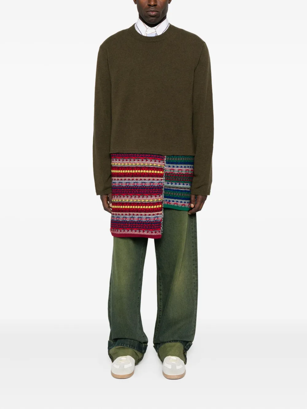 Comme des Garçons Homme Plus Trui met patchwork en vlakken - Groen
