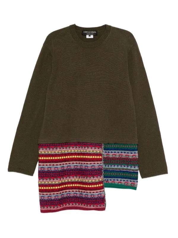 COMMEde GARCONS HOMMEPLUS　WOOLLINEN KNIT Comme Des Garçons Homme Plus patchwork-panelled Sweater | Green