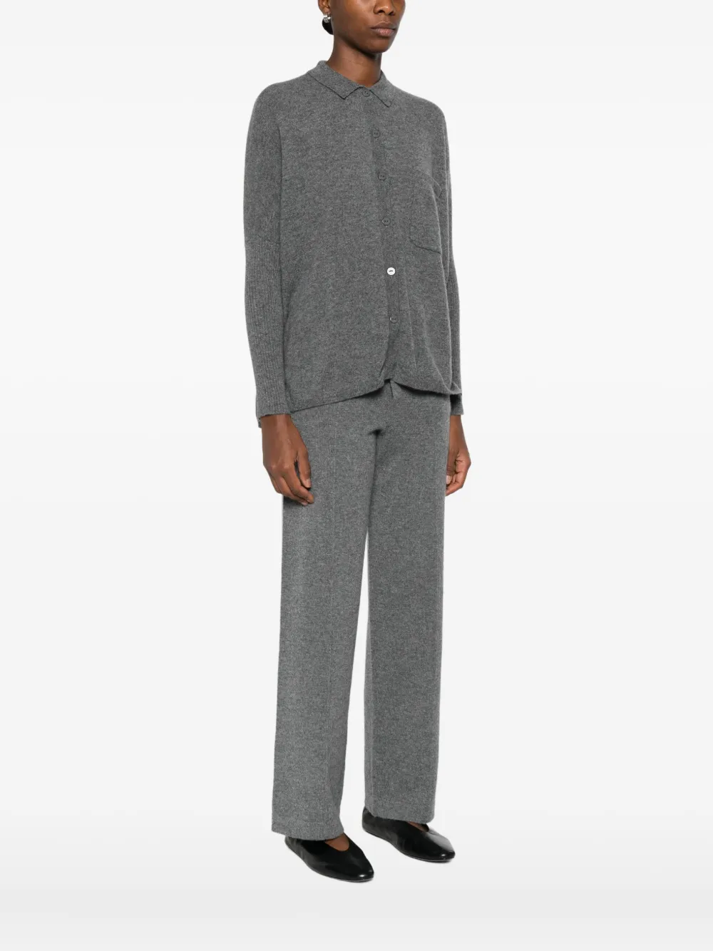 Gotha Buttoned Patch-pocket Cardigan In Gray
