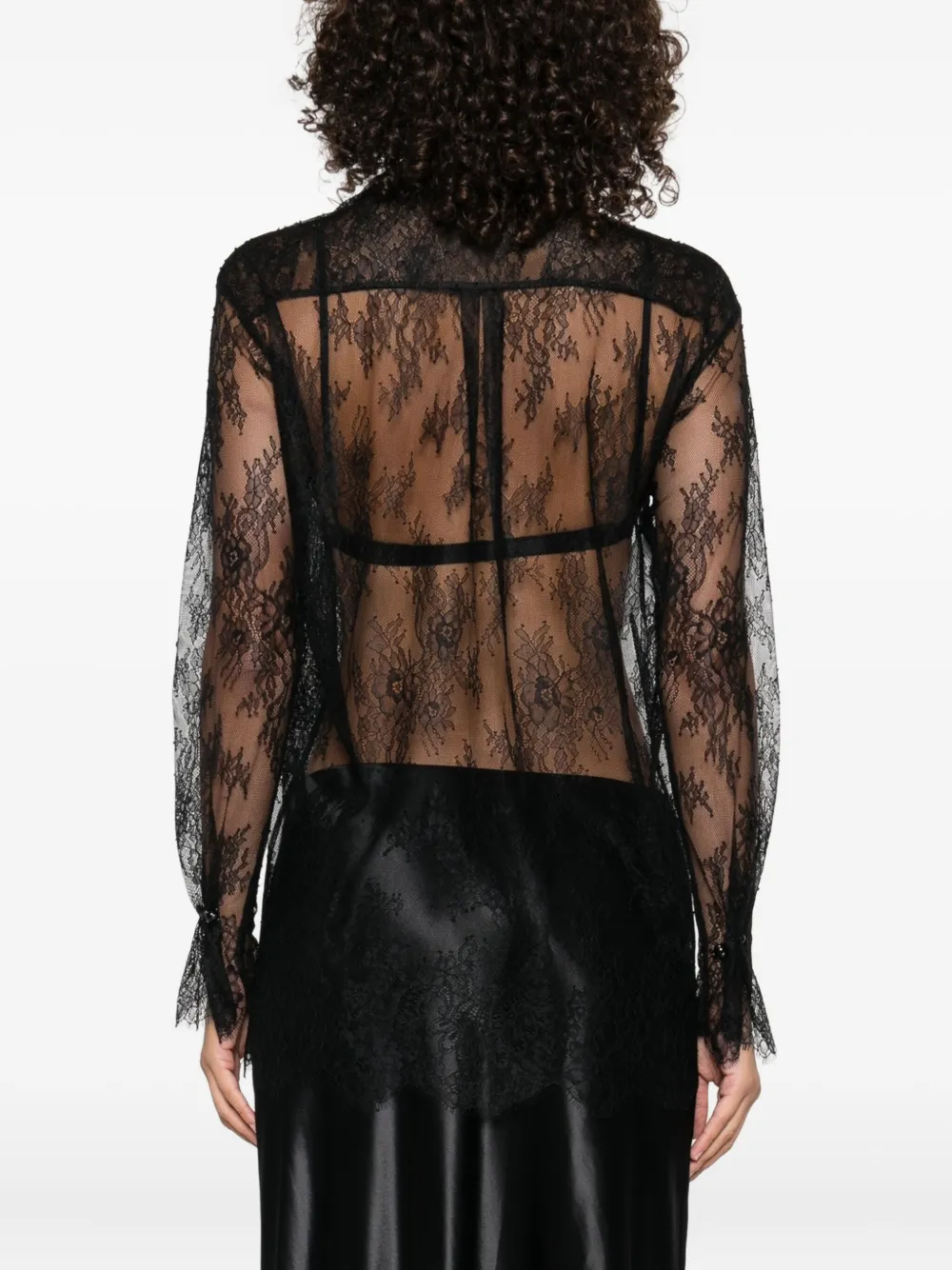 Alberta Ferretti lace high-neck shirt Zwart