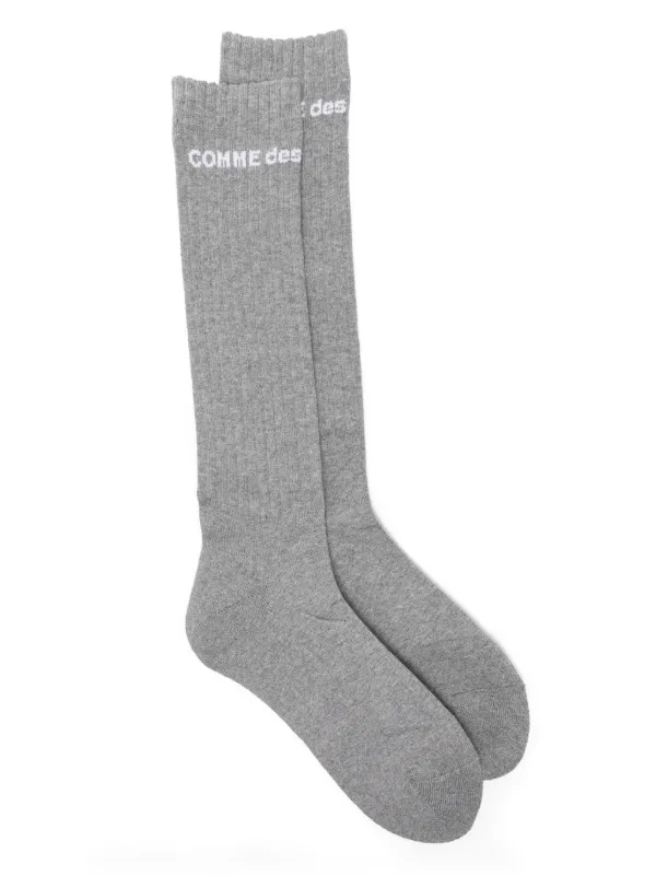 Comme Des Garçons Homme Plus ロゴ リブ 靴下 | グレー | FARFETCH JP