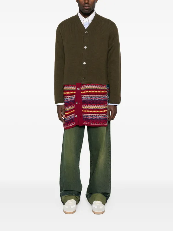 COMME des GARCONS HOMME PLUS カーディガン Comme Des Garçons Homme Plus パッチワーク カーディガン | グリーン