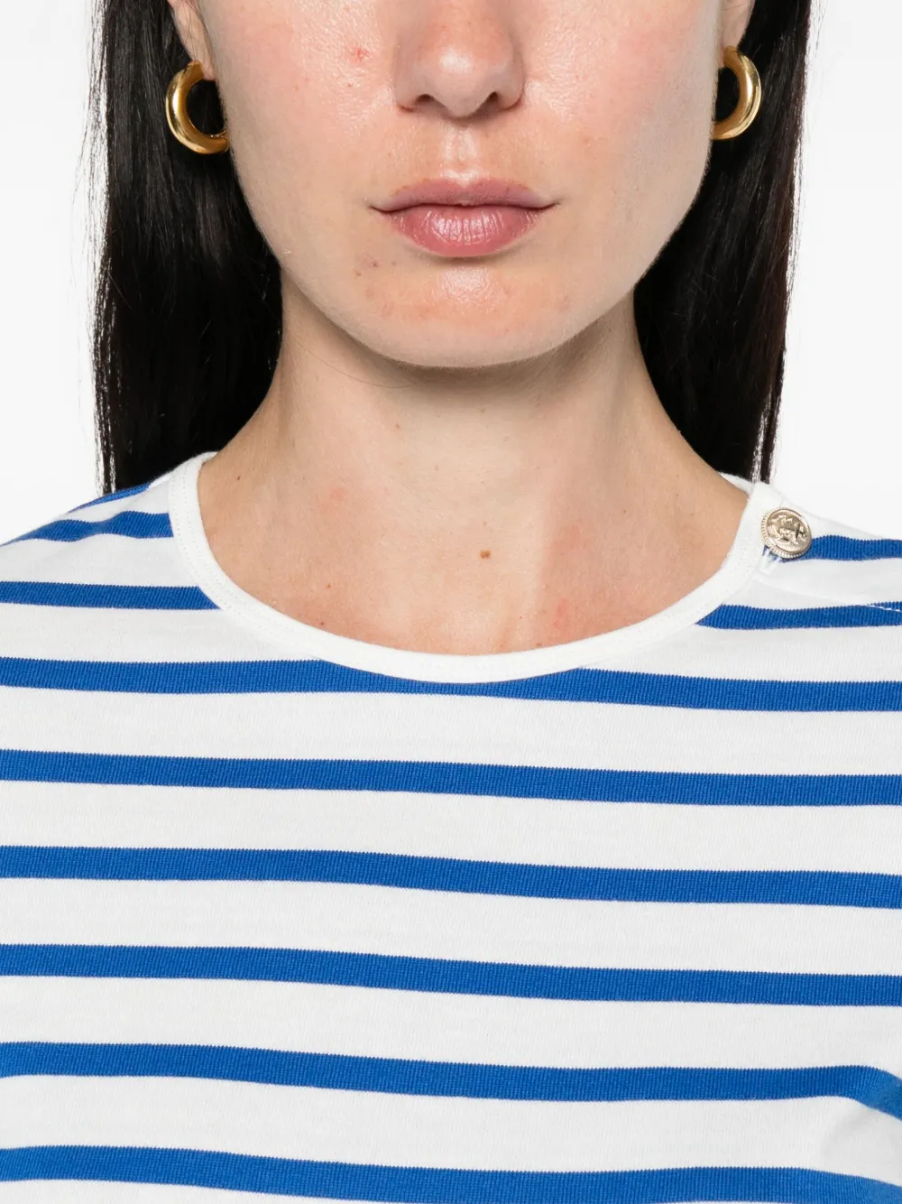 A.P.C. Gestreept T-shirt met knopen op de schouders Wit