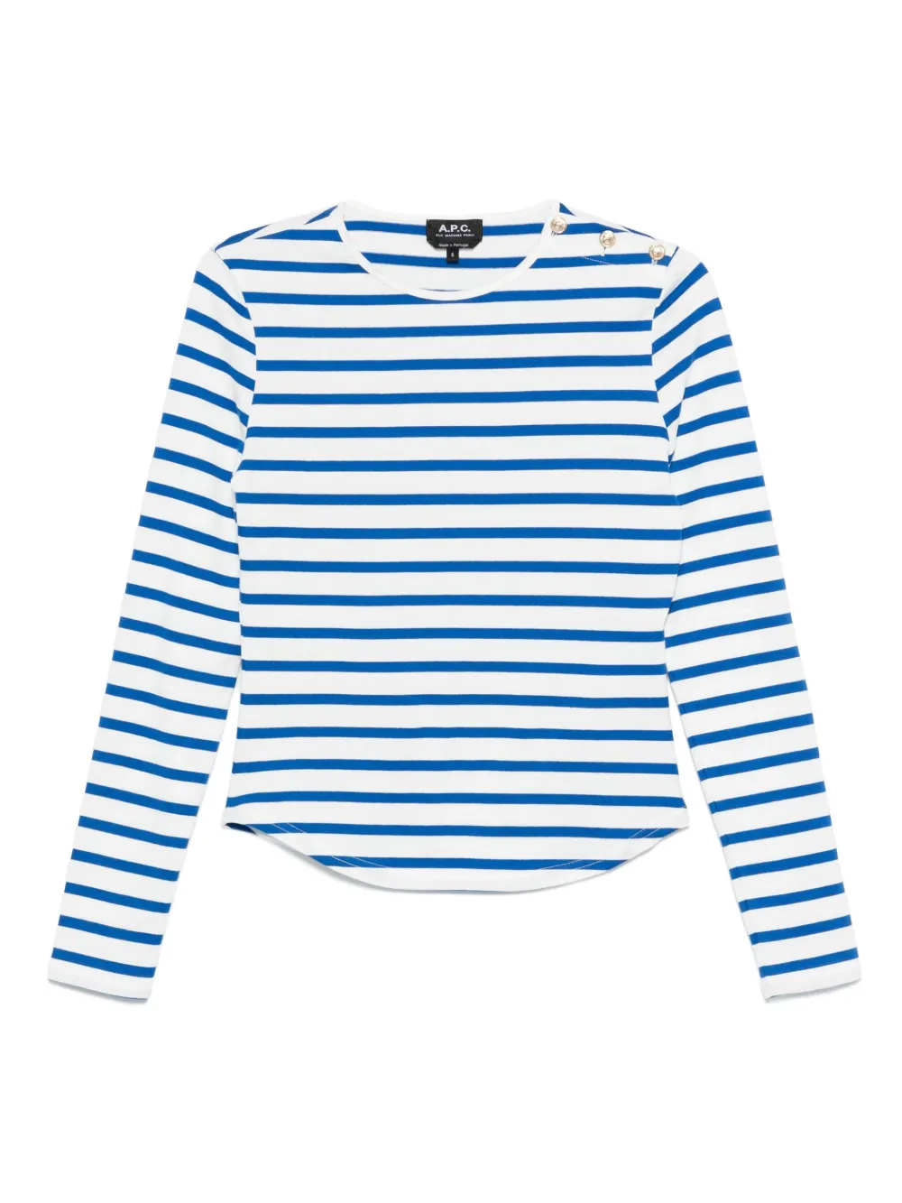 A.P.C. Gestreept T-shirt met knopen op de schouders Wit