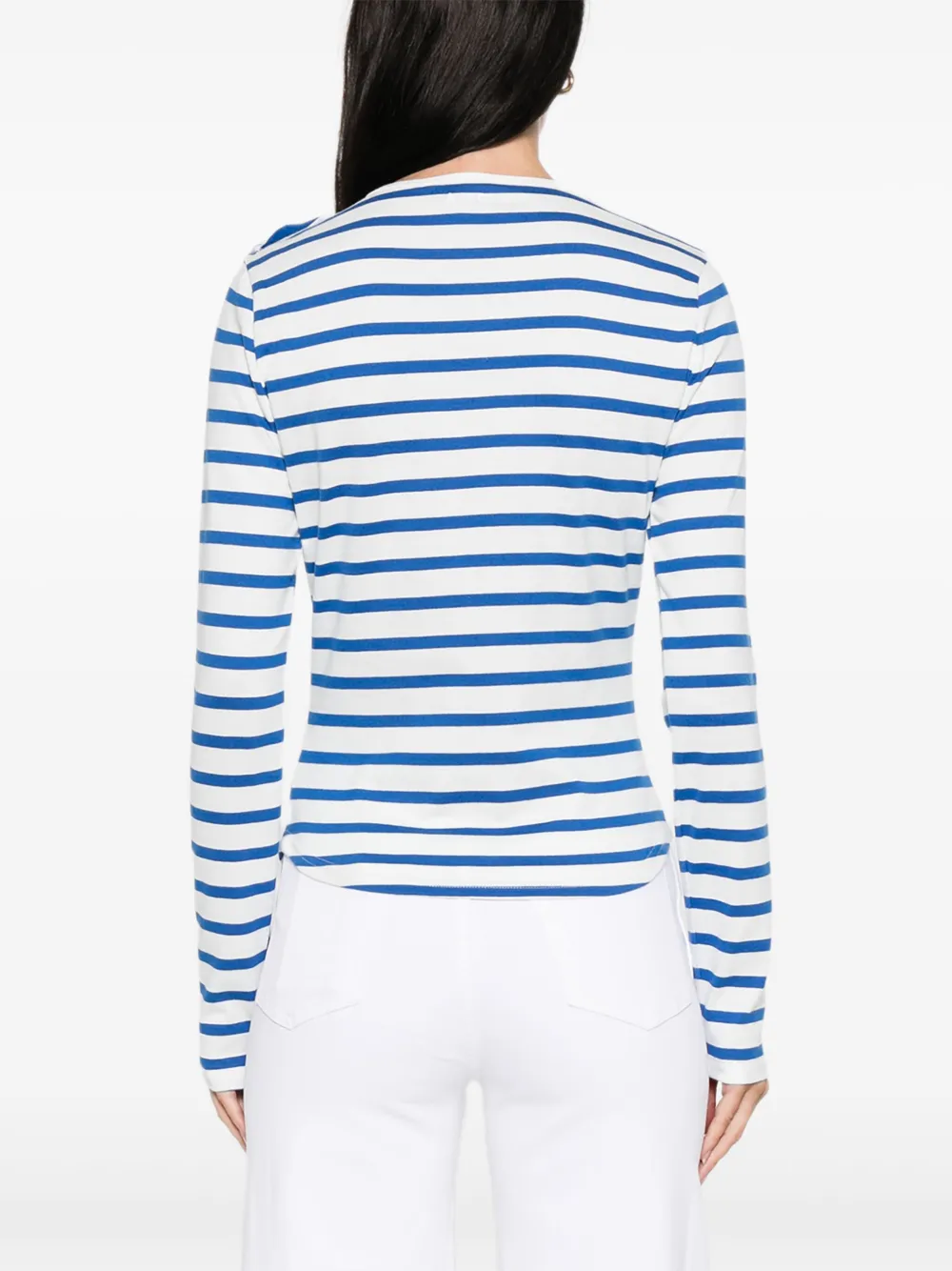 A.P.C. Gestreept T-shirt met knopen op de schouders Wit
