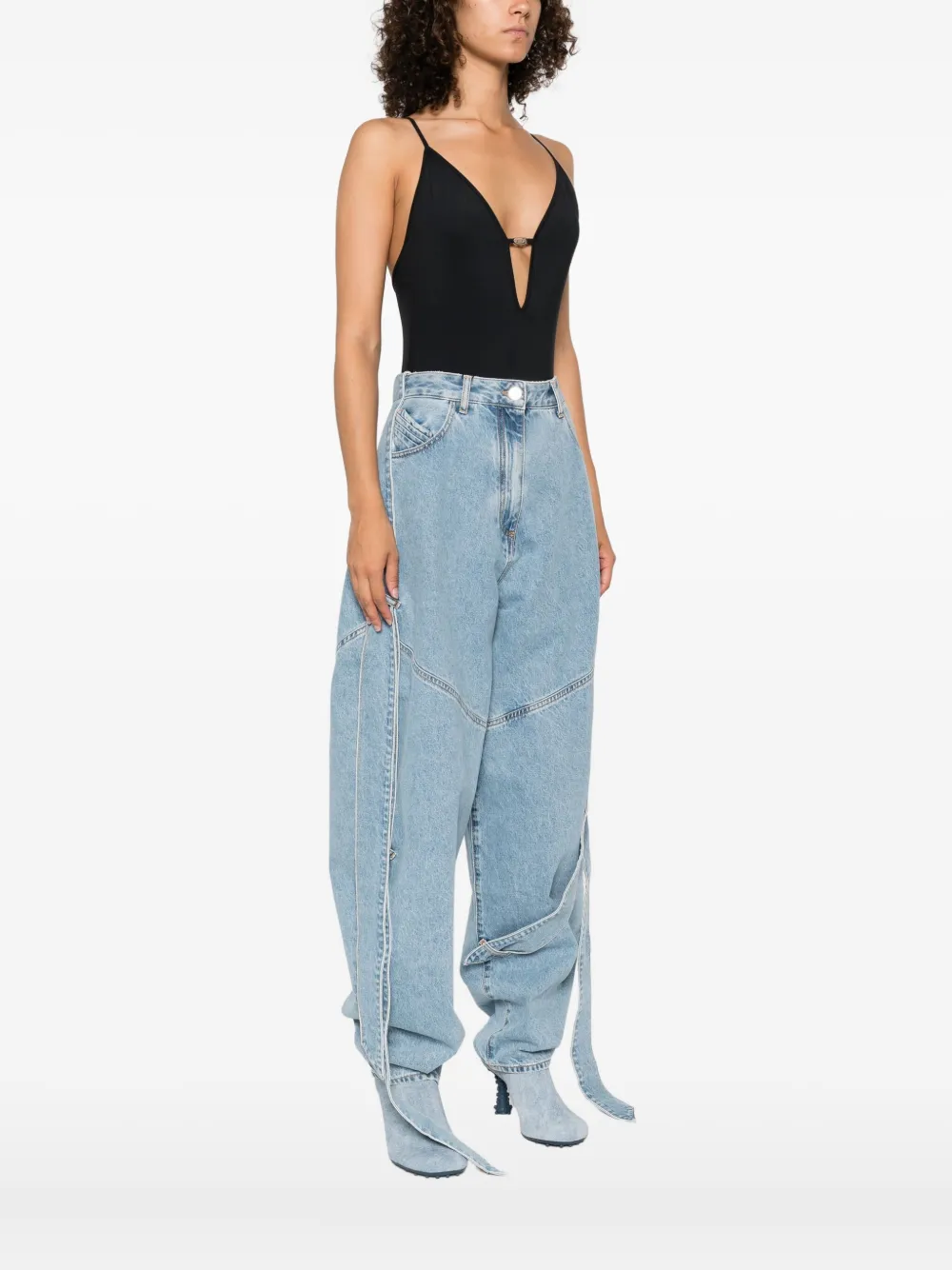 Diesel plunge-neck bodysuit Zwart