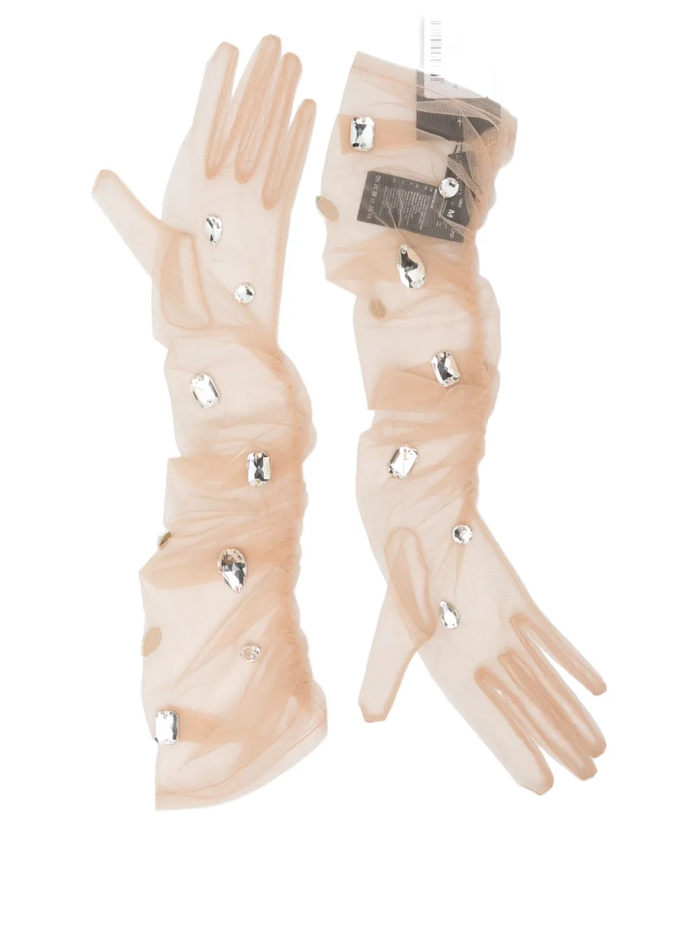David Koma Crystal-embellished Gloves In Brown