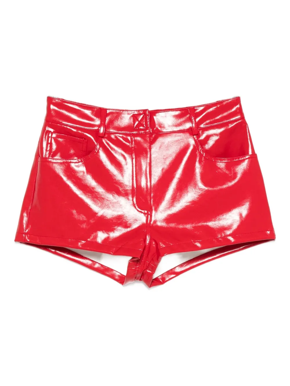 Norma Kamali Shine-finish Shorts In Red