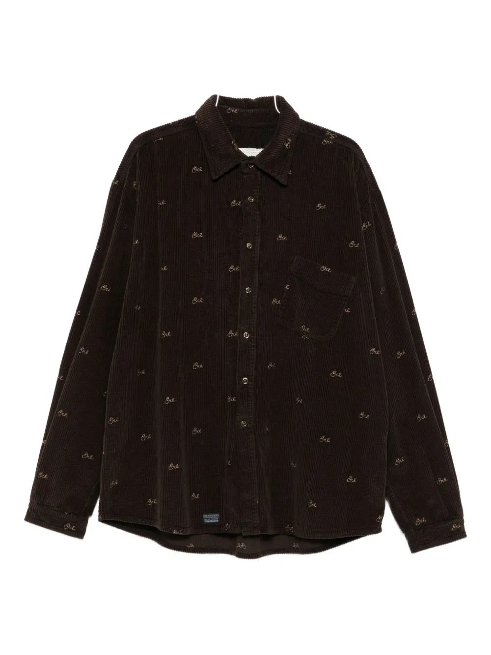 Erl Corduroy Logo-embroidered Shirt Jacket In Brown